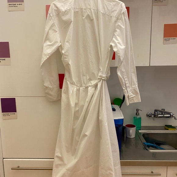 Small Cotton White Button Shirt Dress Swing Collar - Picture 7 of 11